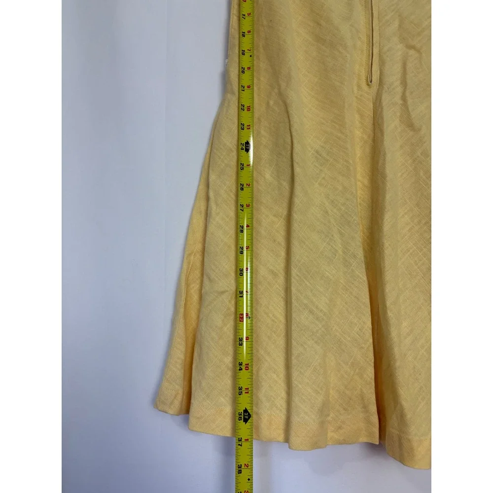 Knitted Dove Anthropologie Yellow Linen Floral Embroidered Lace TrimDress Small